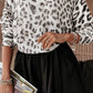 Top-Leopard Boat Neck Long Sleeve Knit