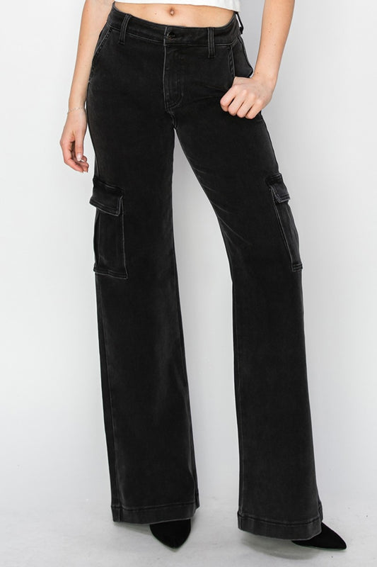 Jeans-Risen Full Size High Rise Wide Leg Cargo