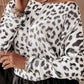 Top-Leopard Boat Neck Long Sleeve Knit