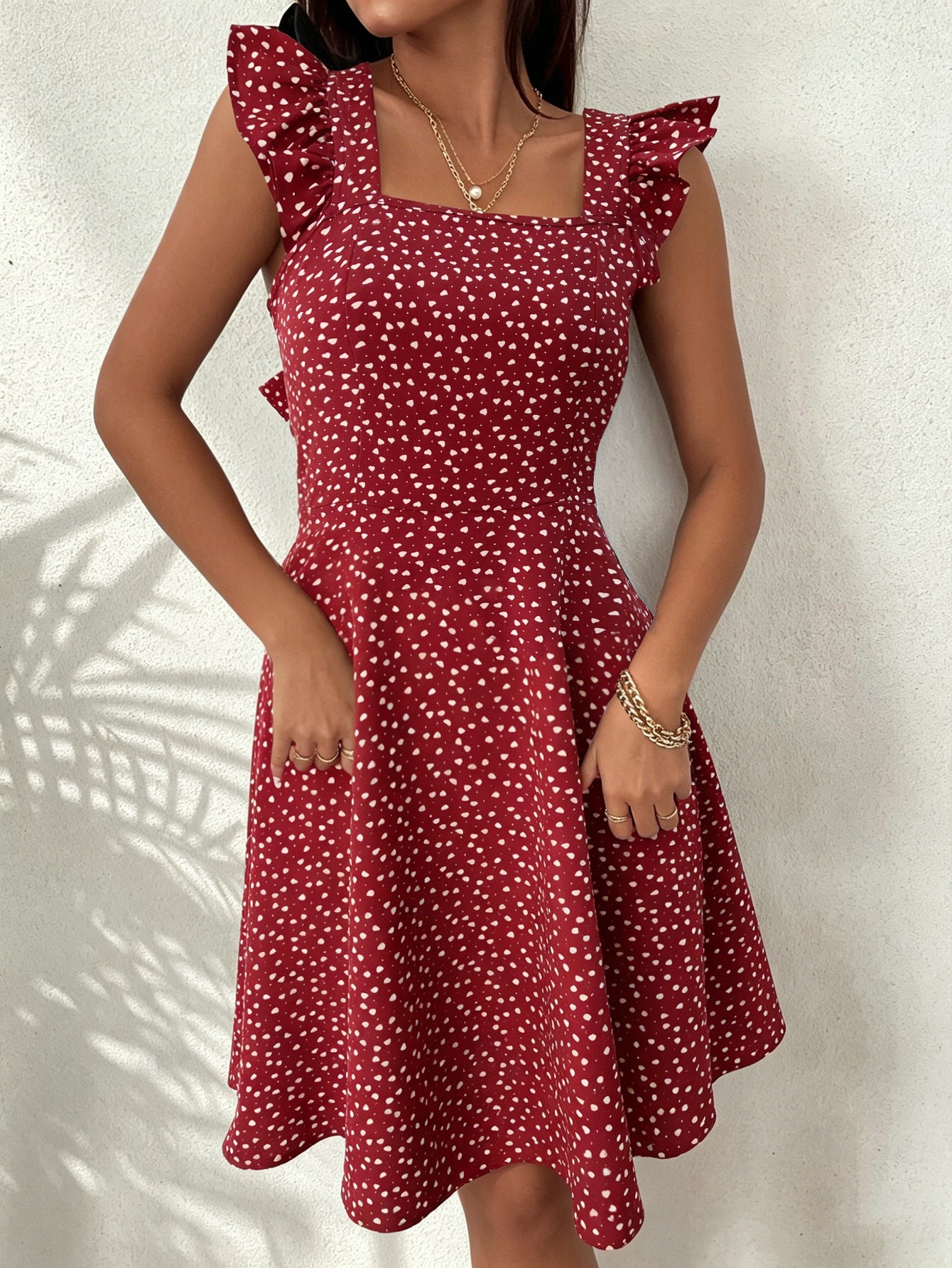 Dress-Beach Ruffle Sleeve
