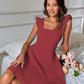 Dress-Beach Ruffle Sleeve