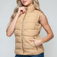 Vest-Zip Up Turtleneck with Pockets-Camel