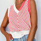 Sweater-Striped Contrast V-Neck Vest