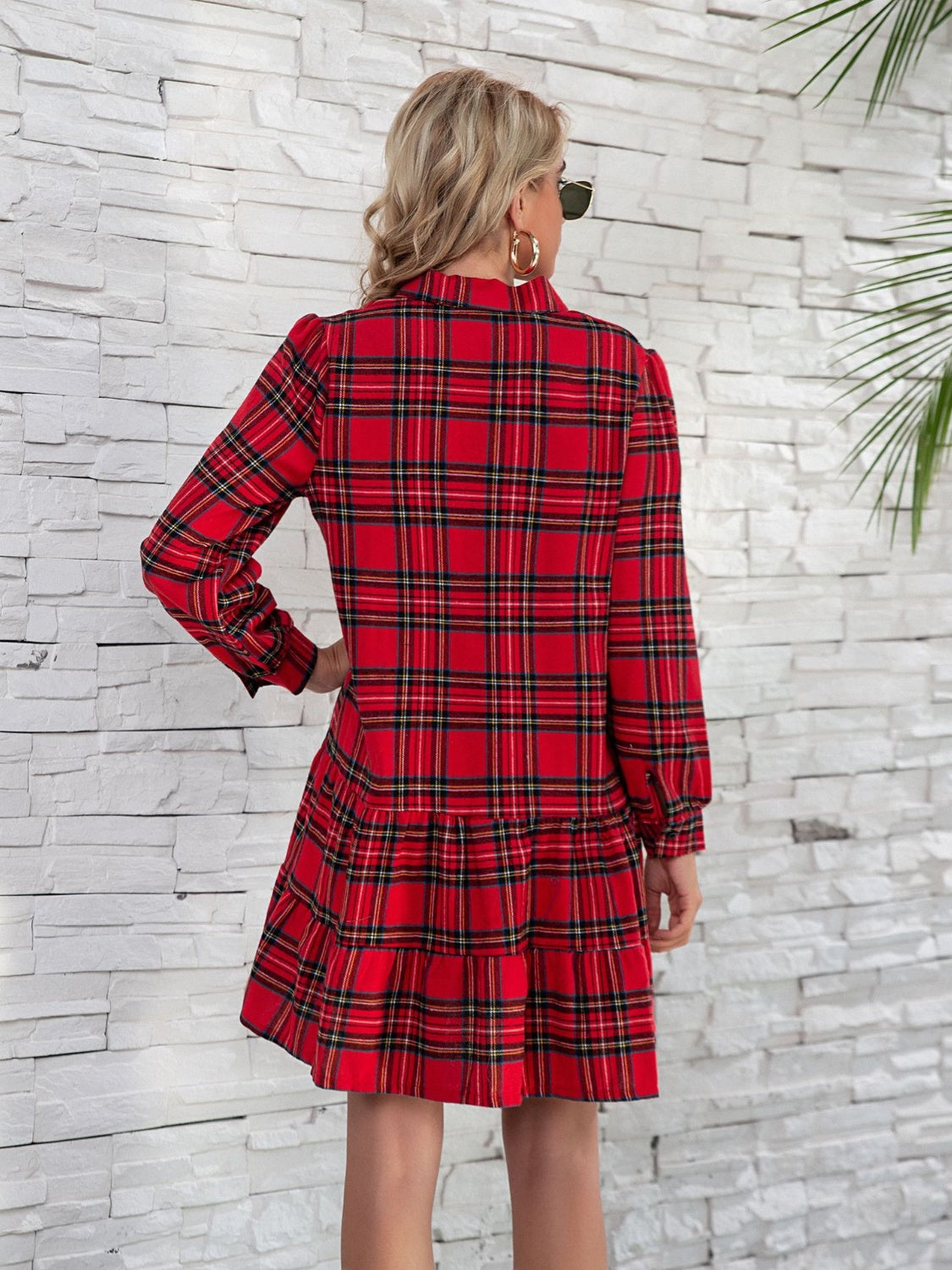 *PRESALE-Jacket Dress-Ruffle Plaid Long Sleeve