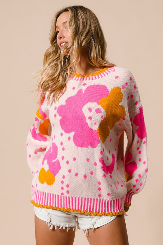 Sweater-Pink Flower