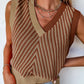 Sweater-Striped Contrast V-Neck Vest